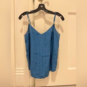 Zadig & Voltaire Blue Silk Lace Trim Cami Top